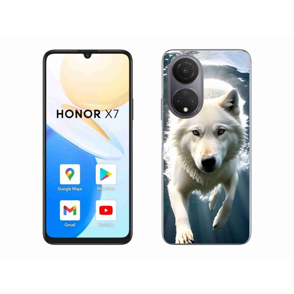Gélový kryt mmCase na Honor X7 - biely vlk