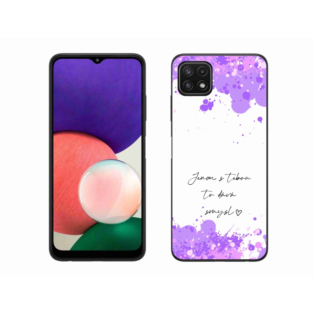 Gélový kryt mmCase na Samsung Galaxy A22 5G - zamilovaný text biele pozadie