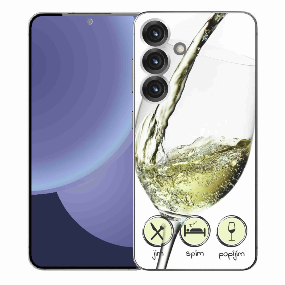 Gélový kryt mmCase na Samsung Galaxy S25+ - pohár vína bielej