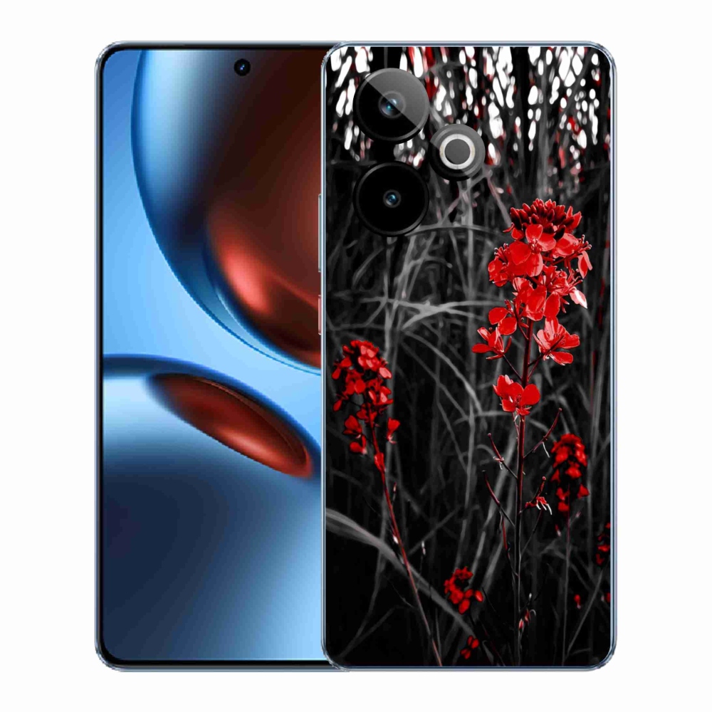 Gélový kryt mmCase na Realme GT 7 5G/GT 7T 5G - červená rastlina