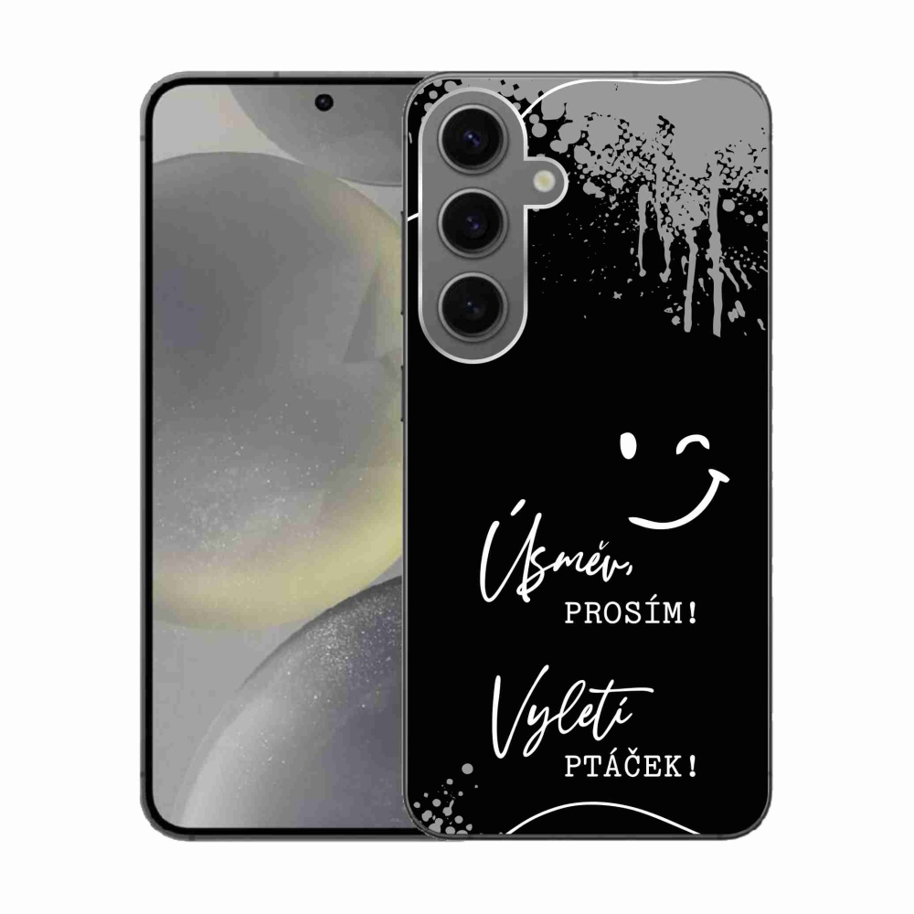 Gélový kryt mmCase na Samsung Galaxy S24 - vtipný text 4 čierne pozadie