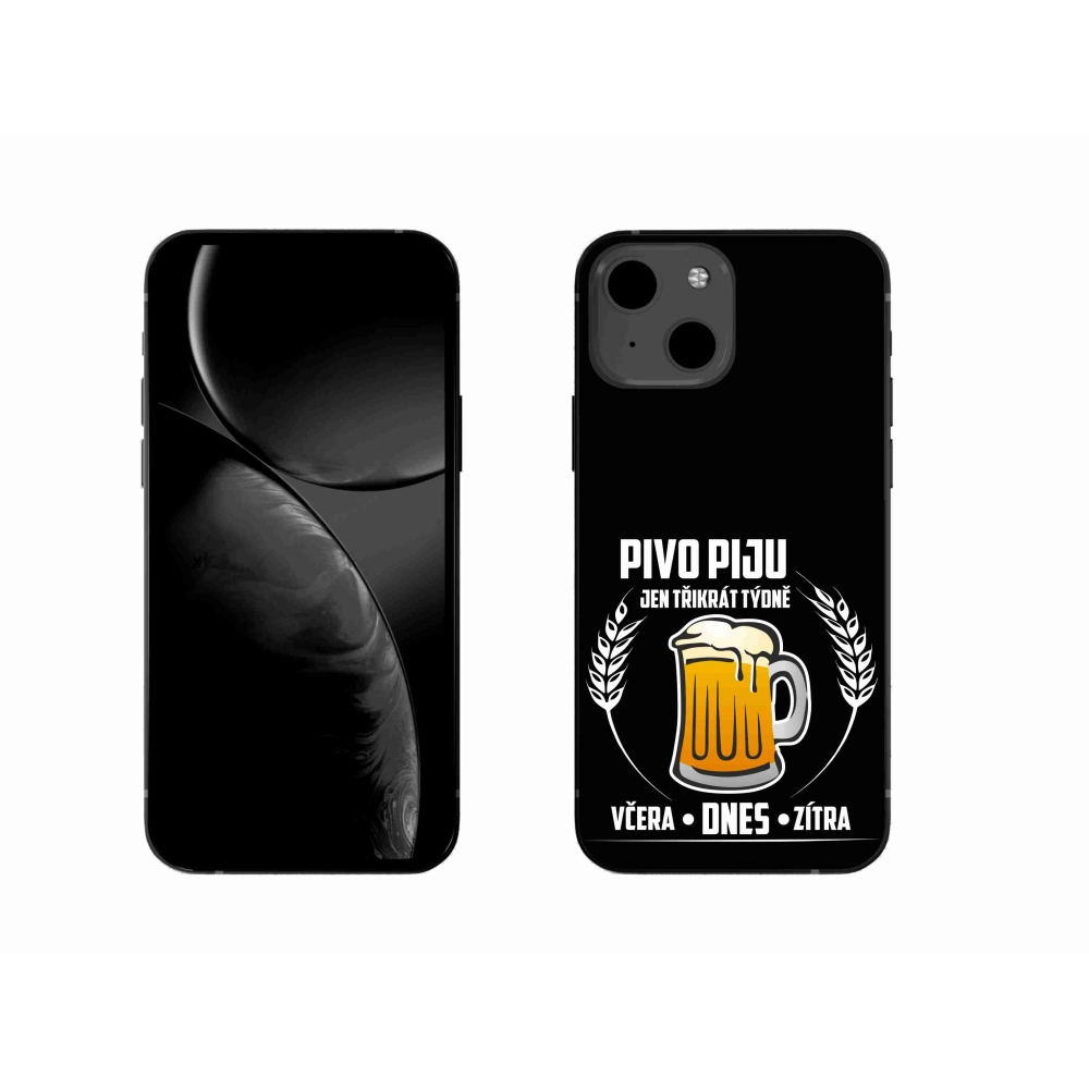 Gélový kryt mmCase na iPhone 13 6.1 - pivný motív čierne pozadie