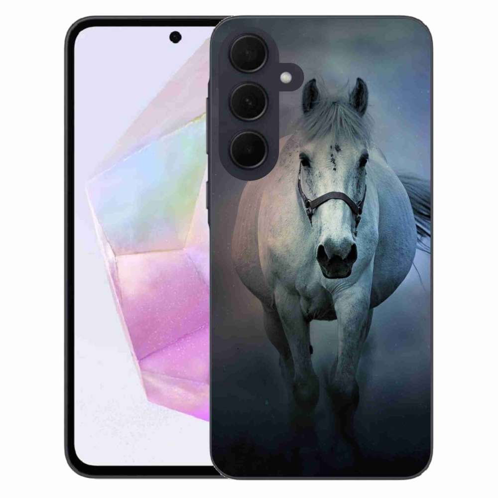 Gélový obal mmCase na Samsung Galaxy A35 5G - bežiaci biely kôň