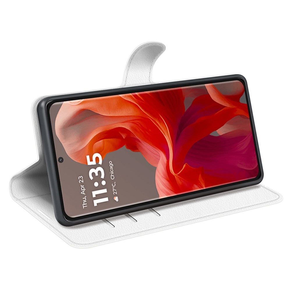 Litchi knižkové púzdro na Motorola Moto G85 5G - biele
