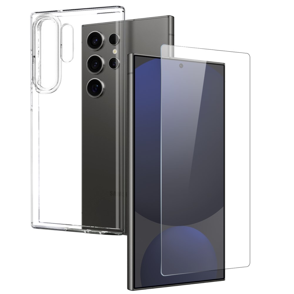 NORTHJO priehľadný gélový obal + tvrdené sklo na Samsung Galaxy S25 Ultra - priehľadný