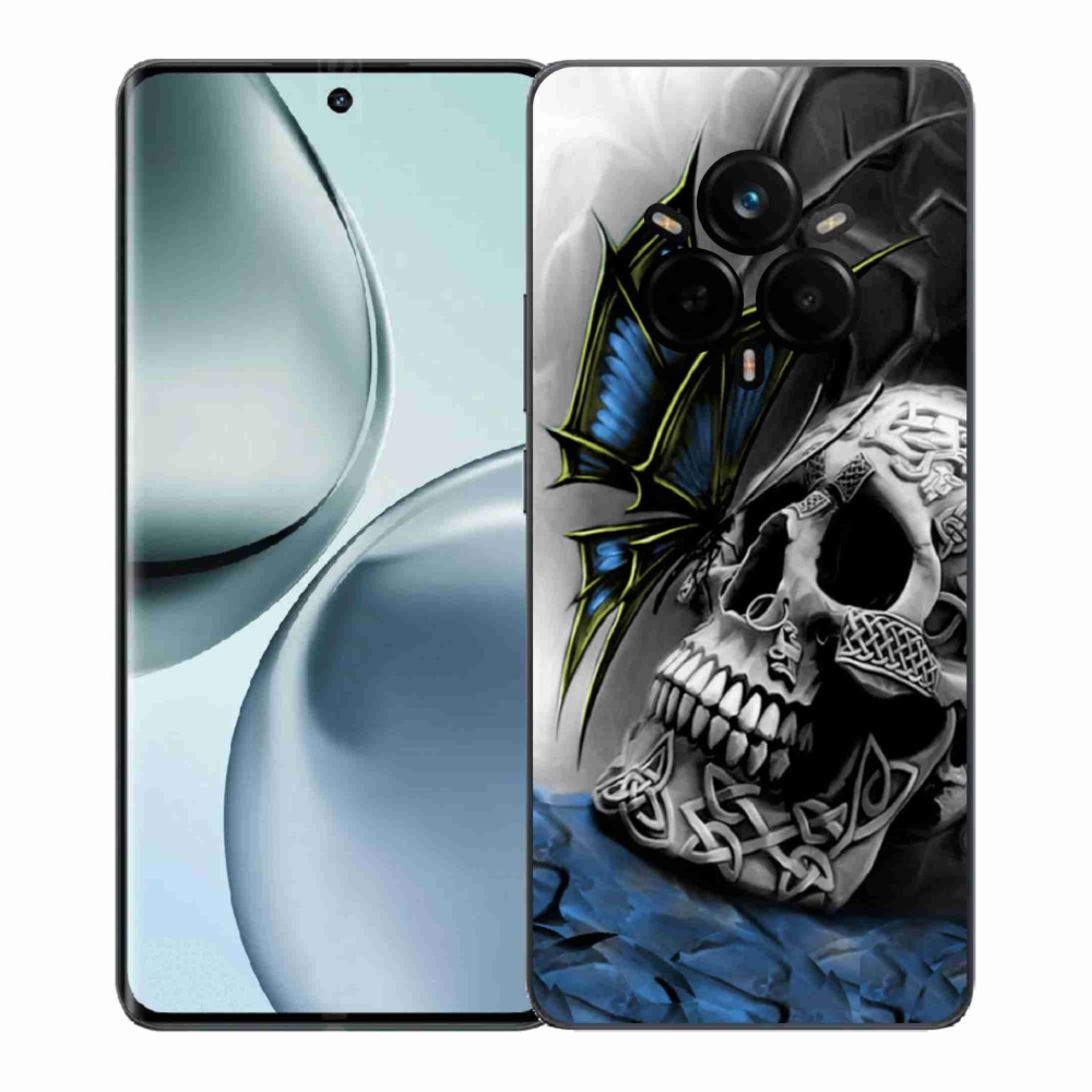 Gélový kryt mmCase na Realme 14 Pro+ 5G - motýľ a lebka