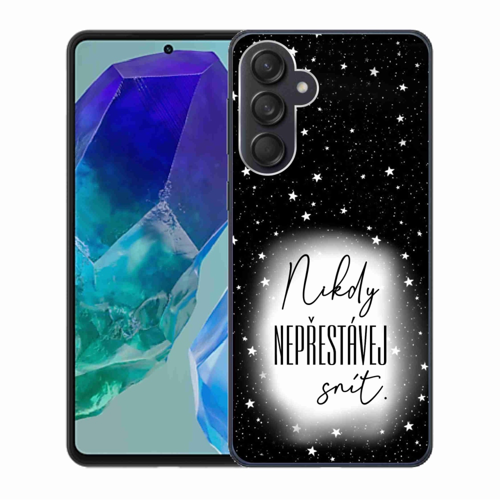 Gélový kryt mmCase na Samsung Galaxy M55 5G - citát 1 bieločierne pozadie