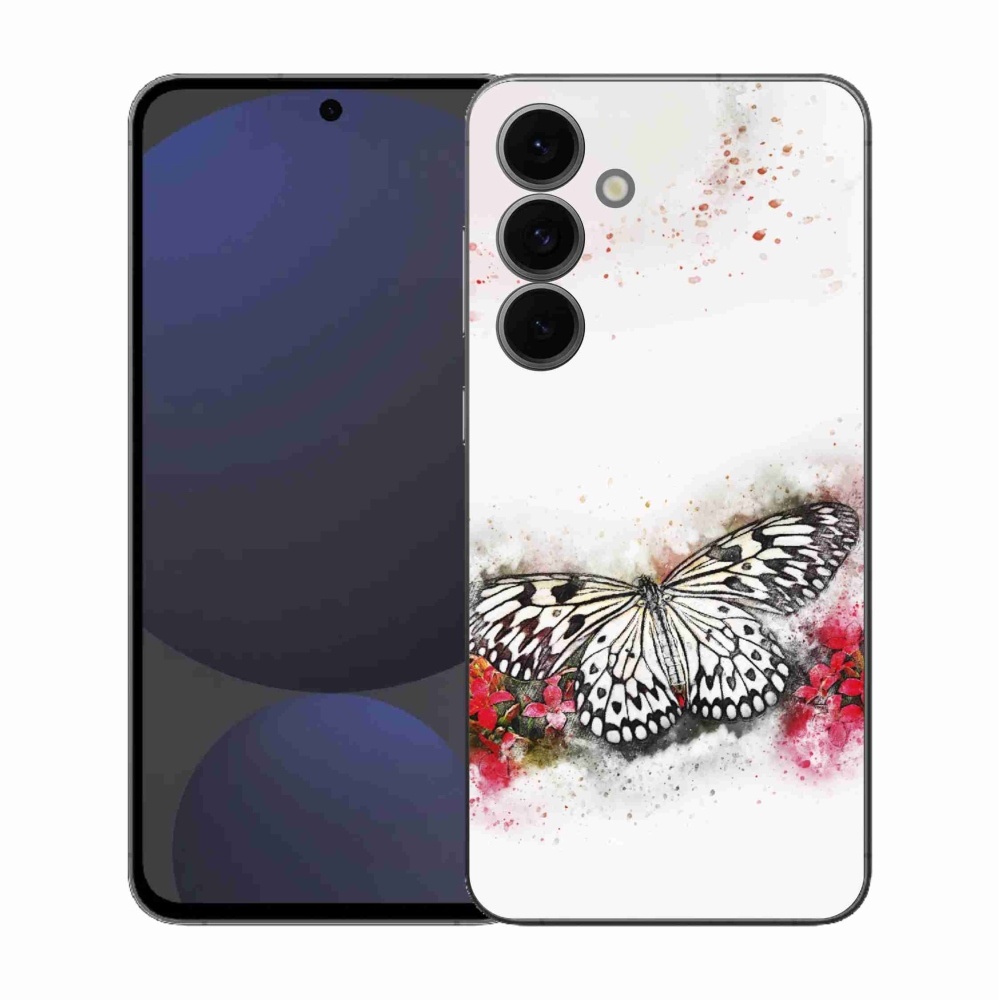 Gélový kryt mmCase na Samsung Galaxy S25 FE - čiernobiely motýľ
