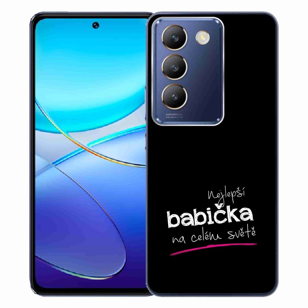 Gélový kryt mmCase na Vivo V40 SE 4G/5G - najlepšia babička 4 čierne pozadie