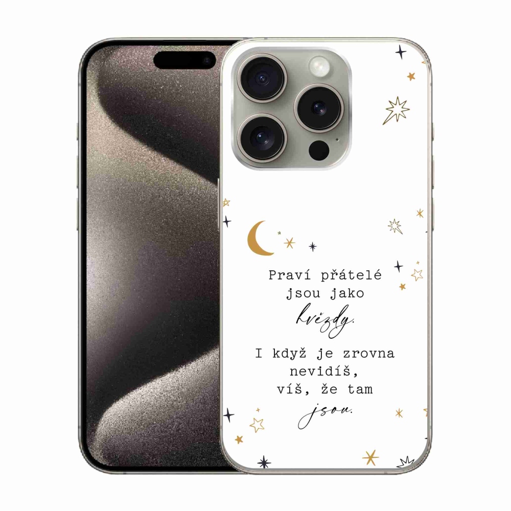Gélový kryt mmCase na iPhone 15 Pro - citát 6 biele pozadie