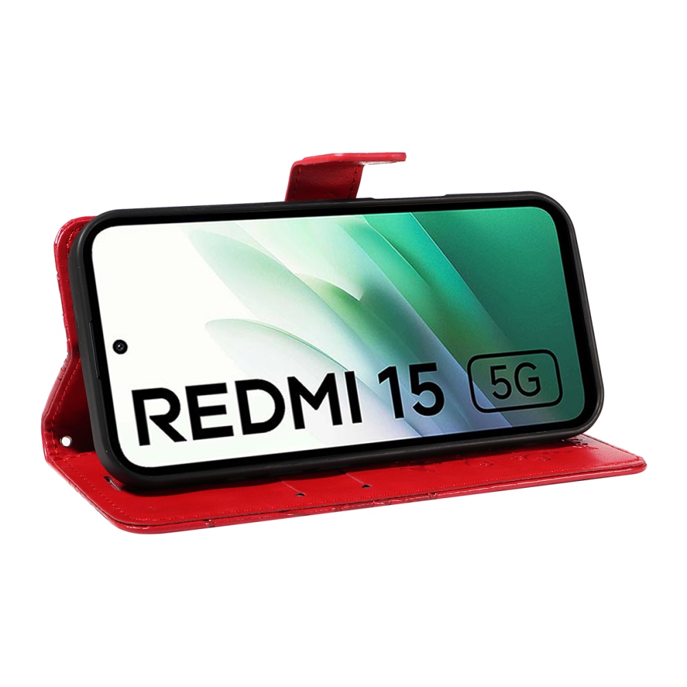 Big Butterfly knižkové púzdro na Xiaomi Redmi 15 4G (171mm) - červené
