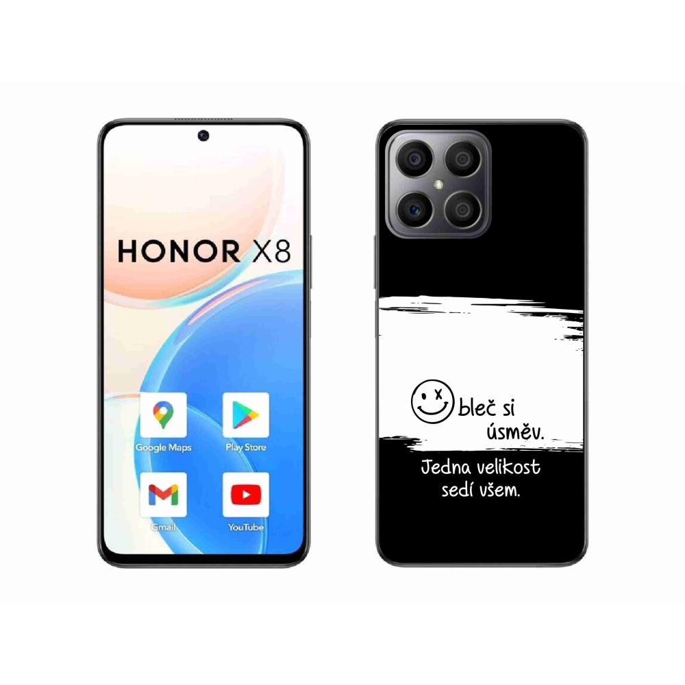 Gélový kryt mmCase na Honor X8 4G - vtipný text 8 bieločierne pozadie