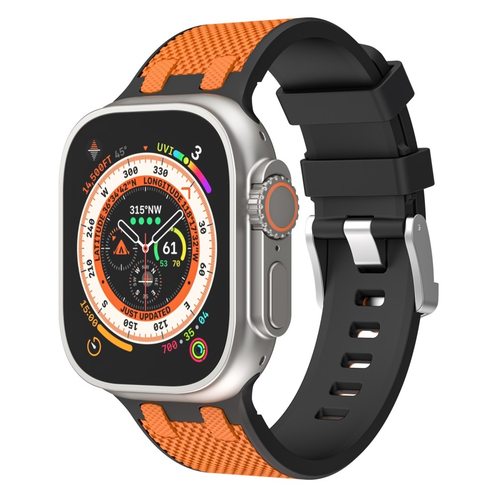 Sports silikónový remienok na Apple Watch Ultra/Ultra 2 49mm/SE/SE 2022/2023 44mm/9/8/7 45mm/6/5/4 44mm/3/2/1 42 mm - čierny/oranžový