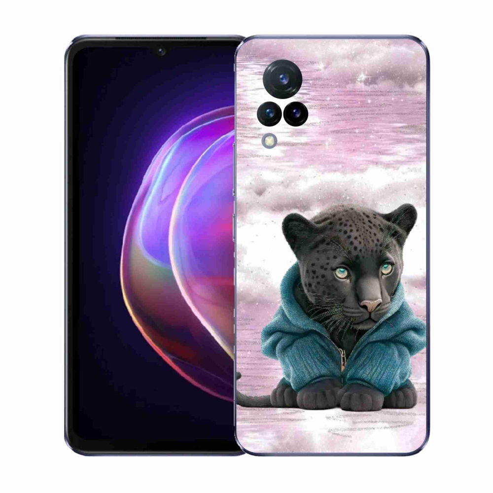 Gélový kryt mmCase na Vivo V21 4G/5G - čierny panter vo svetri
