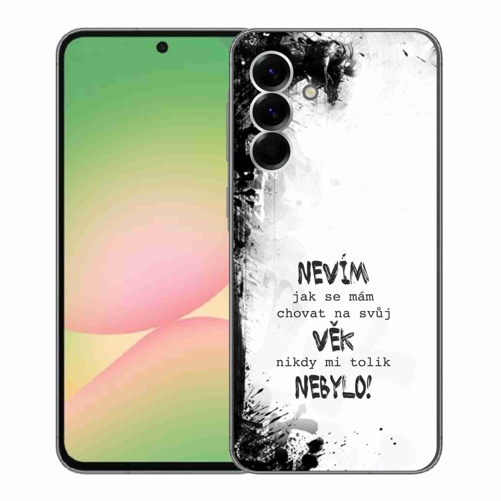 Gélový kryt mmCase na Samsung Galaxy A56 5G - vtipný text 14 biele pozadie