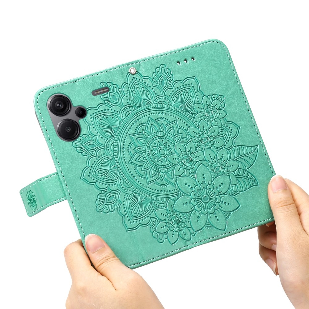 Mandala knižkové púzdro na Xiaomi Redmi Note 13 Pro+ 5G - modrozelené