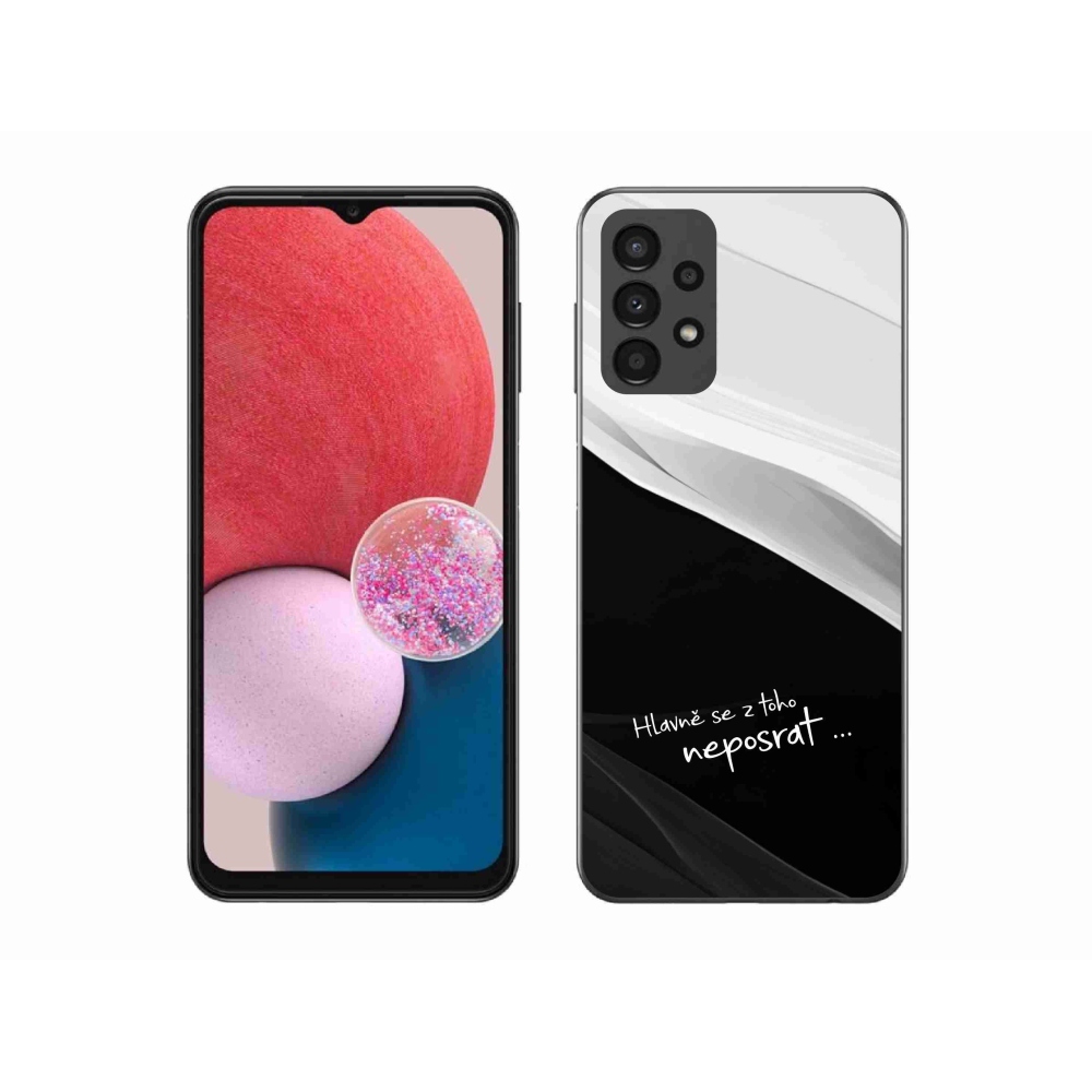 Gélový kryt mmCase na Samsung Galaxy A13 4G - vtipný text 13 čiernobiele pozadie
