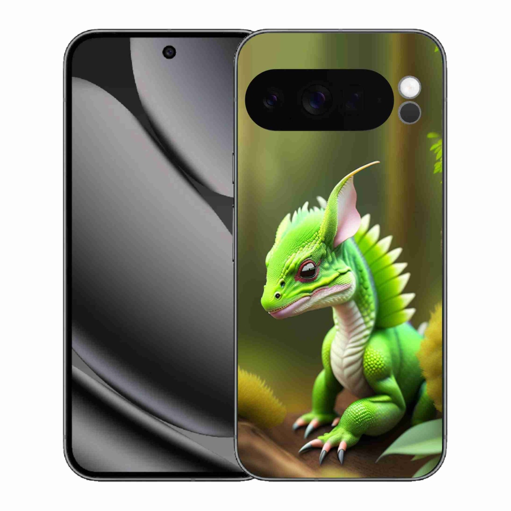 Gélový kryt mmCase na Google Pixel 10 Pro XL - zelený dráčik
