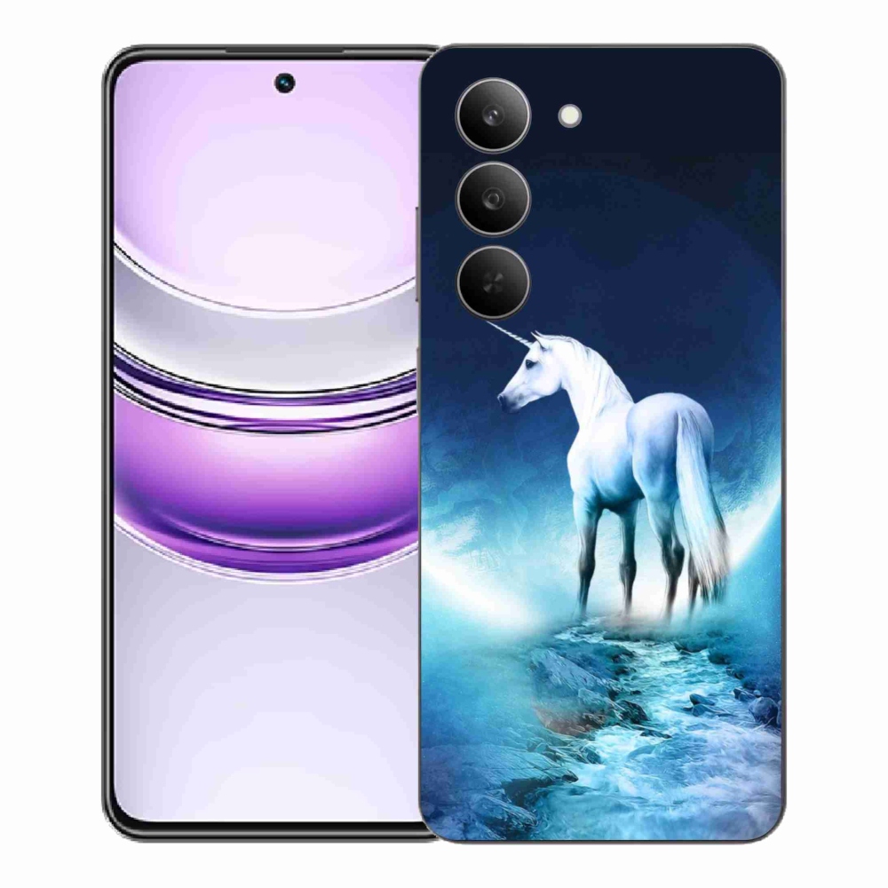 Gélový kryt mmCase na Realme 14x 5G - biely jednorožec
