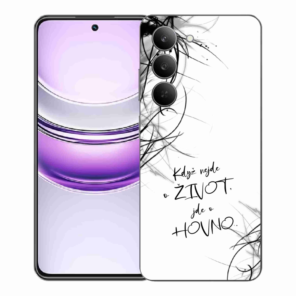 Gélový kryt mmCase na Realme 14x 5G - vtipný text 16 biele pozadie