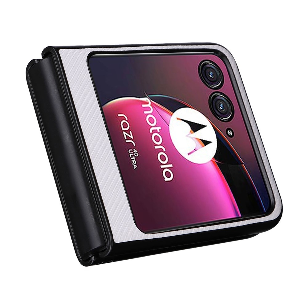 Textúry plastový kryt s umelou kožou na Motorola Razr 40 Ultra 5G - biely