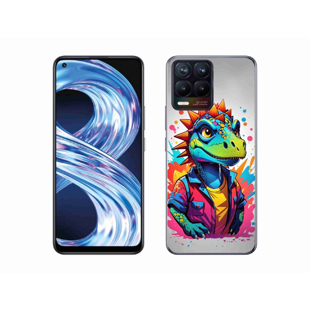 Gélový kryt mmCase na Realme 8 Pro - farebný dinosaurus