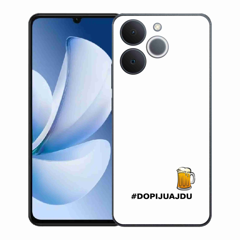 Gélový kryt mmCase na Realme Note 70T - pivný motív 1 biele pozadie