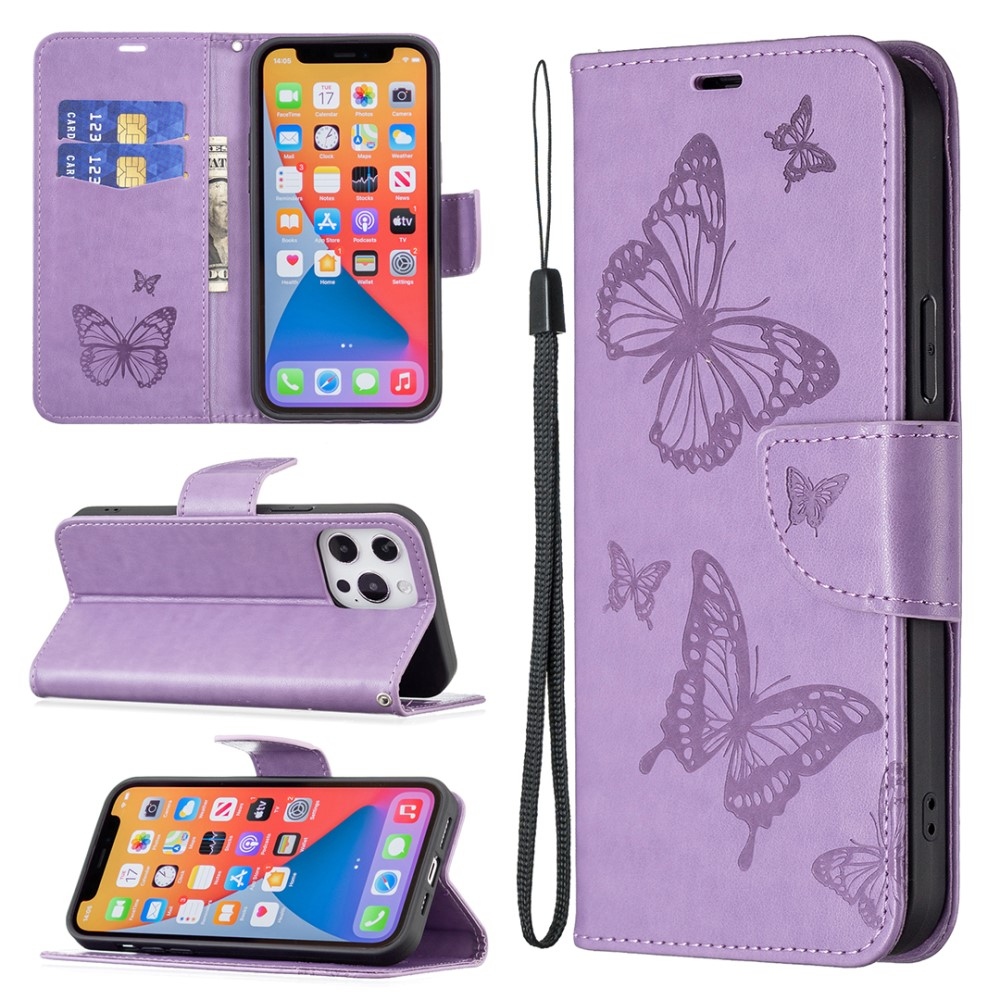 Butterfly knižkové púzdro na iPhone 16 - svetlofialové