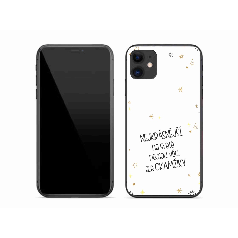 Gélový kryt mmCase na iPhone 11 - citát 4 biele pozadie