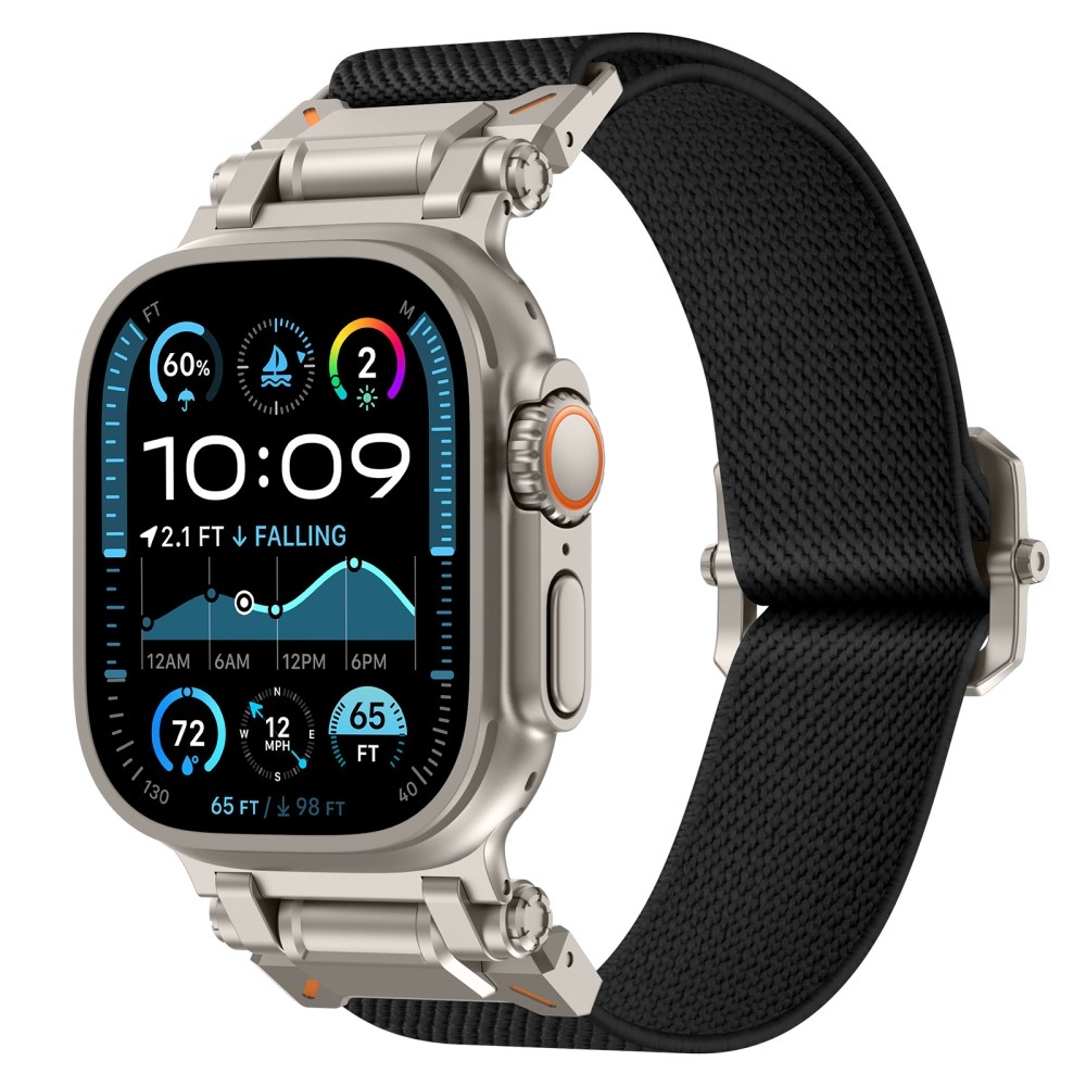 Titanium nylonový remienok na Apple Watch Ultra/Ultra 2 49mm/SE/SE 2022/2023 44mm/10 46mm/9/8/7 45mm/6/5/4 44mm/3/2/1 42 mm - čierny