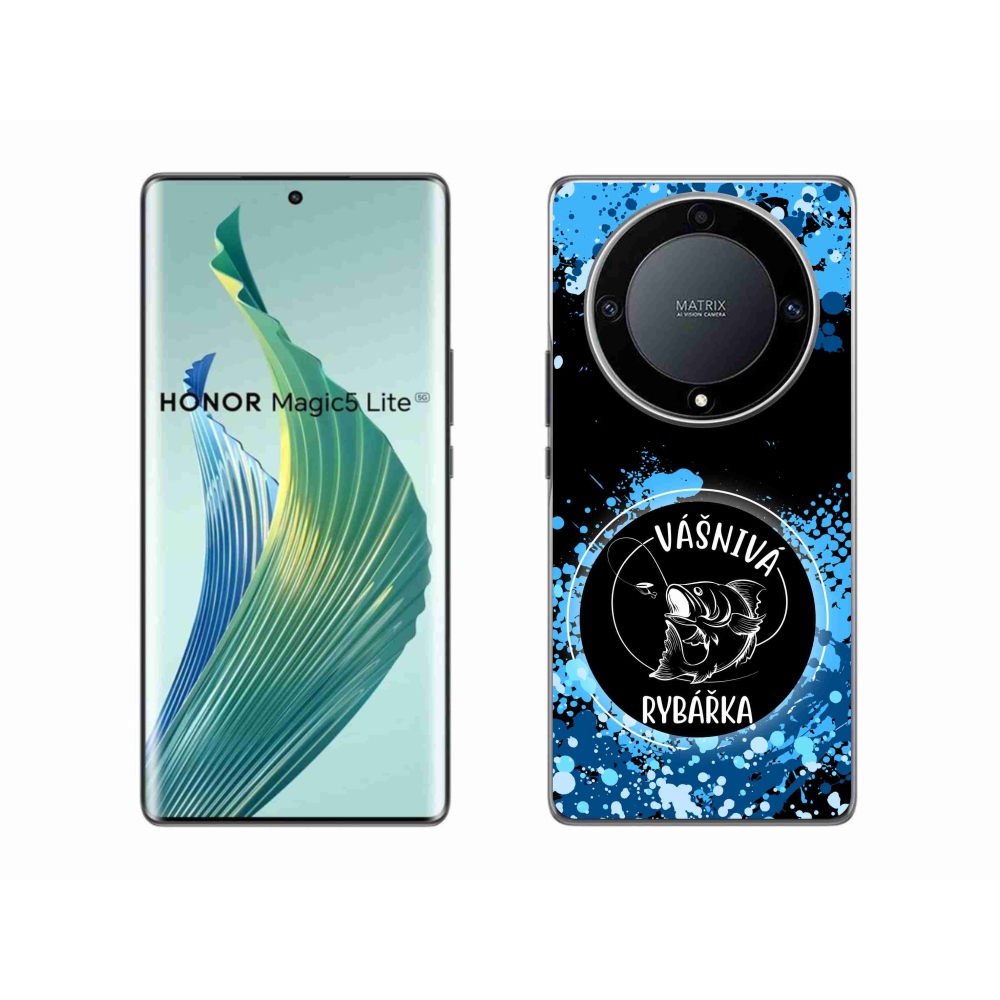 Gélový kryt mmCase na Honor Magic 5 Lite 5G - vášnivá rybárka čierne pozadie