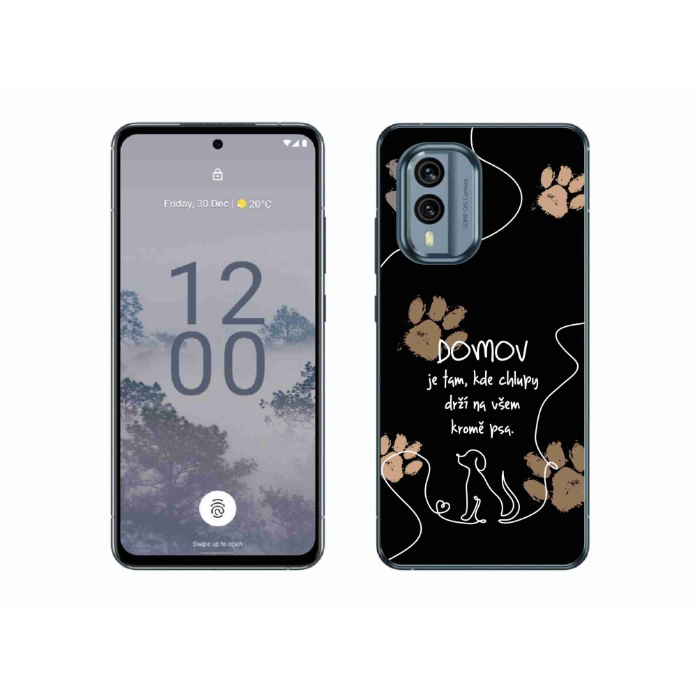 Gélový kryt mmCase na Nokia X30 5G - psí motív čierne pozadie