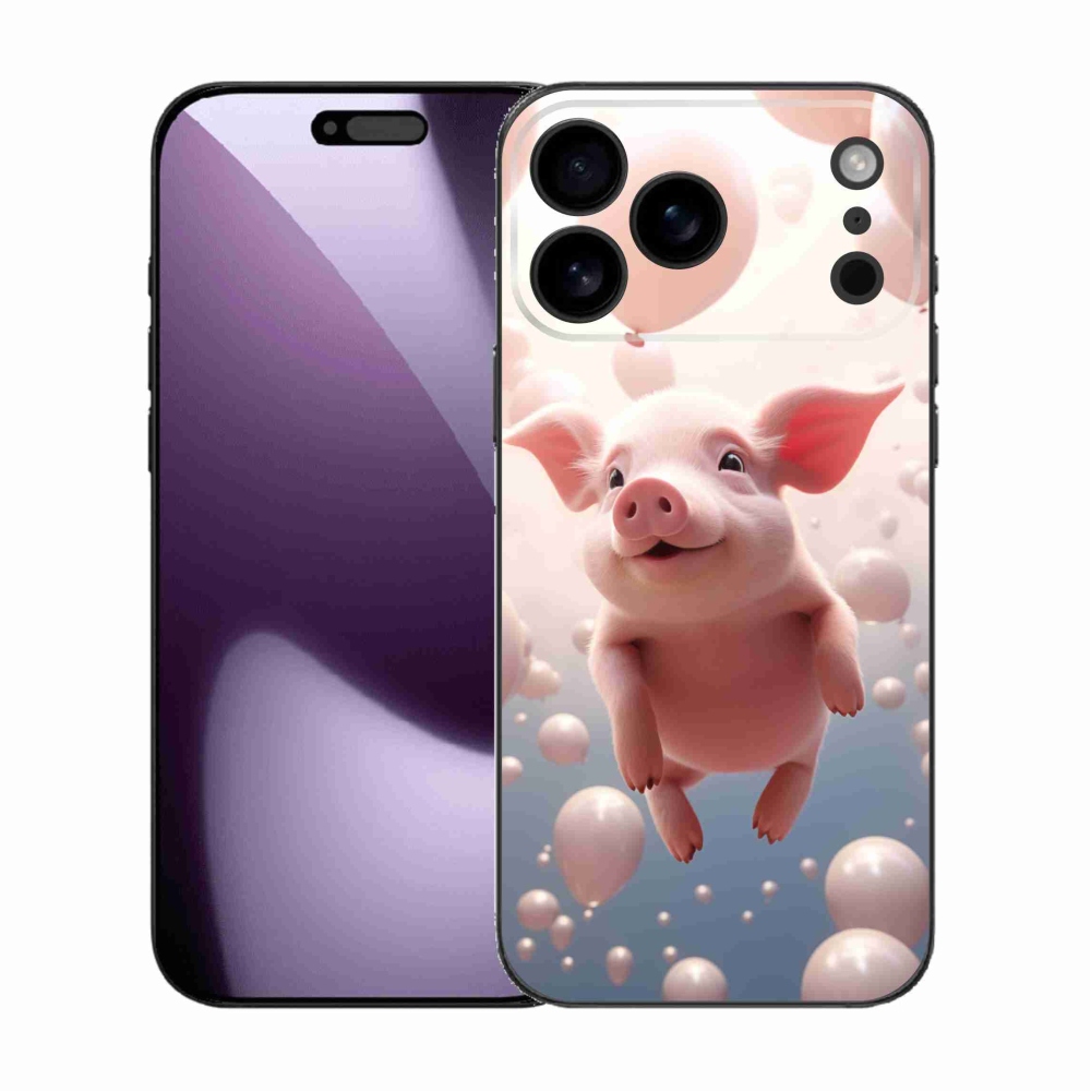 Gélový kryt mmCase na iPhone 17 Pro Max - prasiatko s balónikmi