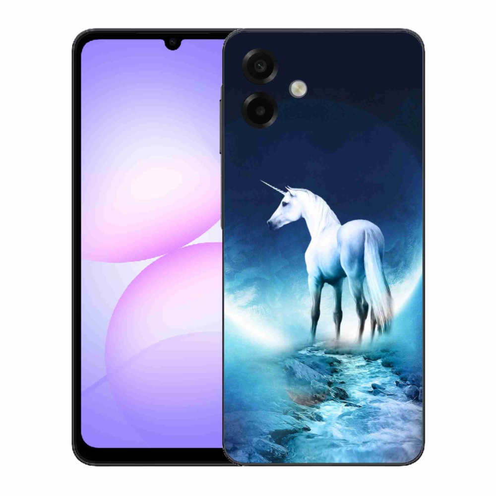 Gélový kryt mmCase na Samsung Galaxy A07 4G - biely jednorožec