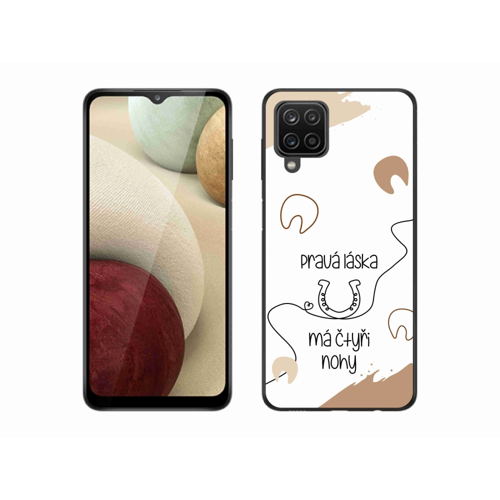 Gélový kryt mmCase na Samsung Galaxy A12 - konský motív biele pozadie