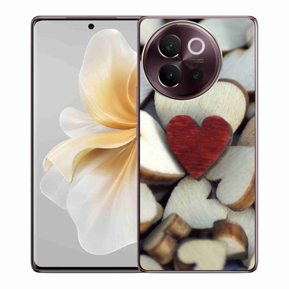Gélový kryt mmCase na Vivo V40 Lite 5G - gravírované červené srdce