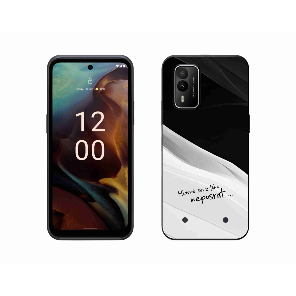Gélový kryt mmCase na Nokia XR21 - vtipný text 13 bieločierne pozadie