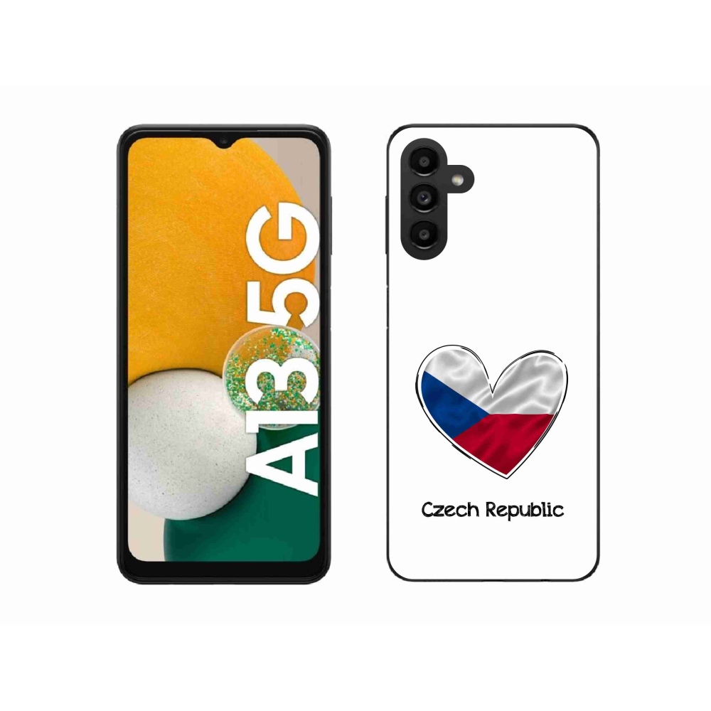 Gélový kryt mmCase na Samsung Galaxy A13 5G - vlajka srdca biele pozadie