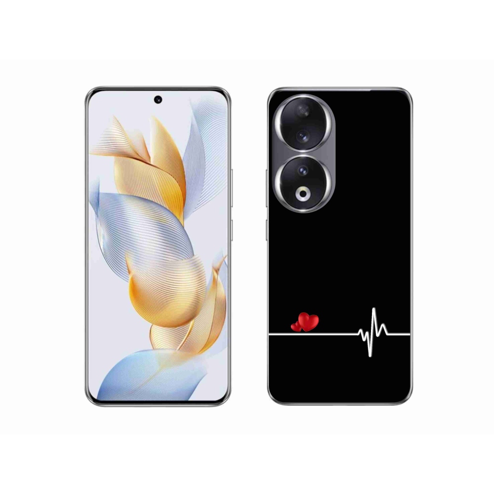 Gélový kryt mmCase na Honor 90 - srdce a tep čierne pozadie