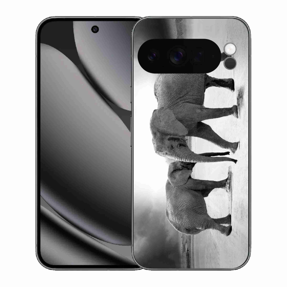 Gélový kryt mmCase na Google Pixel 10 Pro XL - čiernobieli slony
