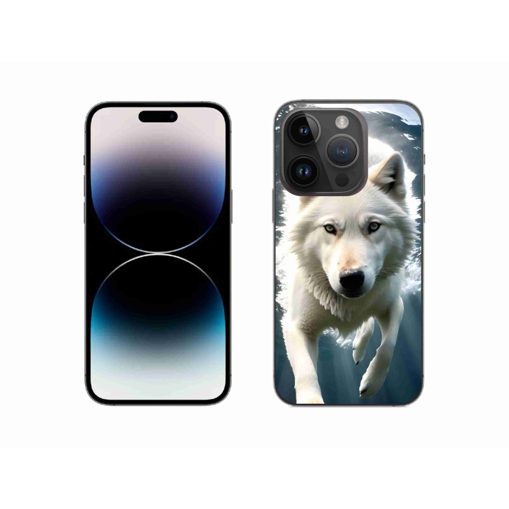 Gélový kryt mmCase na iPhone 14 Pro - biely vlk