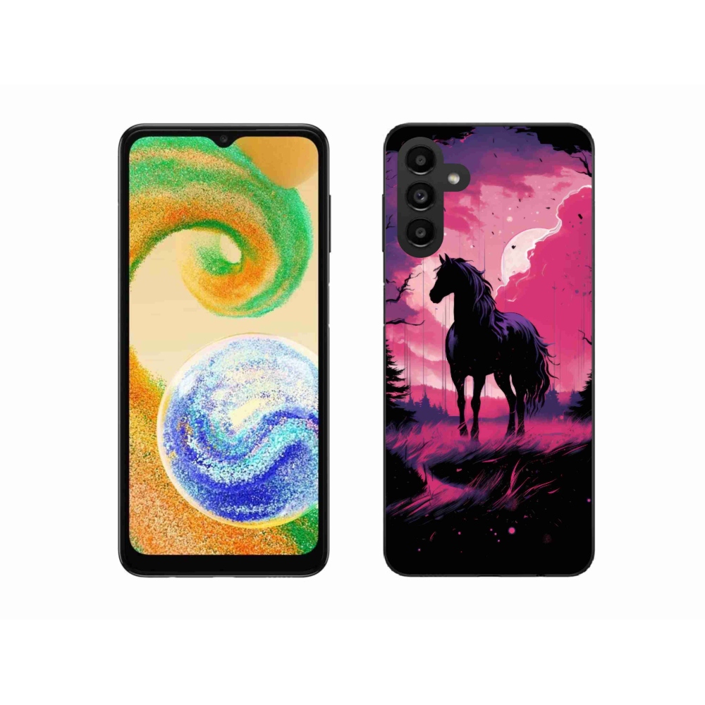 Gélový kryt mmCase na Samsung Galaxy A04s (164.7x76.7x9.1mm) - čierny kreslený kôň 1