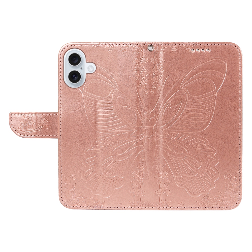 Floral Butterfly knižkové púzdro na iPhone 17 - ružovozlaté