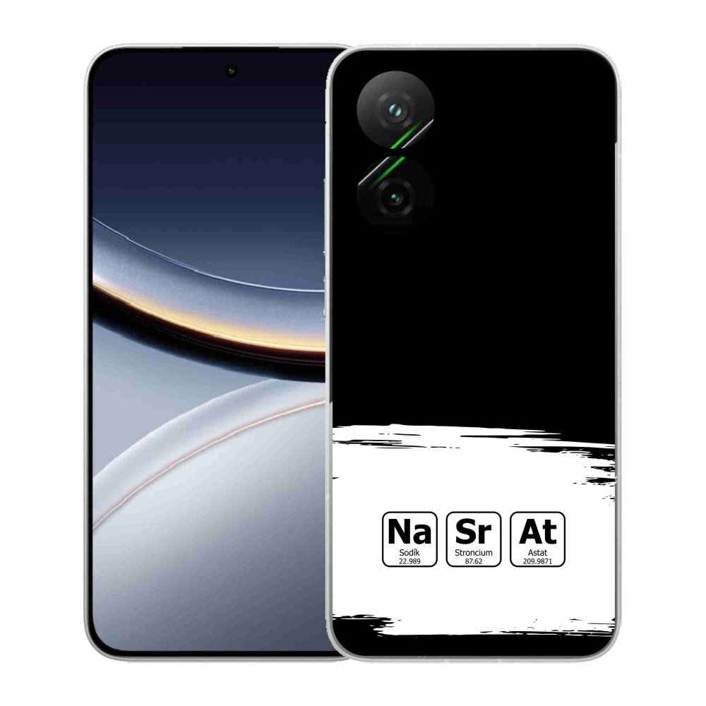 Gélový kryt mmCase na Xiaomi Poco F7 5G - chemické prvky bieločierne pozadie