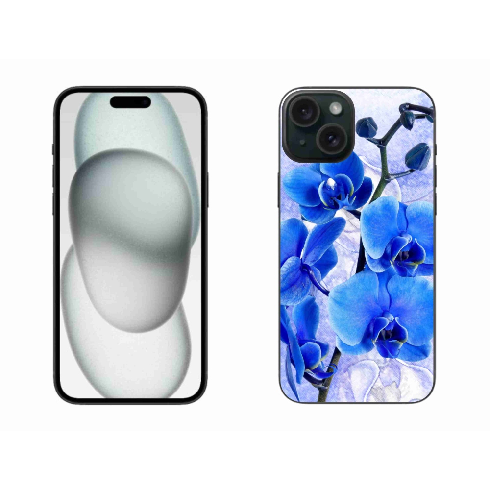 Gélový kryt mmCase na iPhone 15 Plus - modré kvety