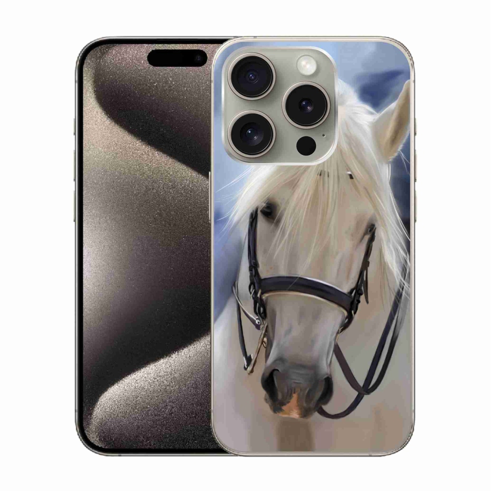 Gélový kryt mmCase na iPhone 15 Pro - biely kôň