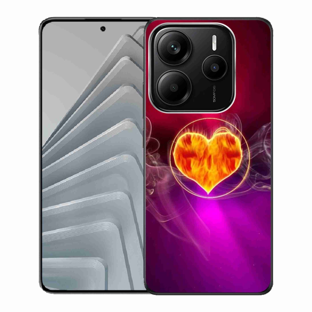 Gélový kryt mmCase na Xiaomi Redmi Note 14 5G - ohnivé srdce