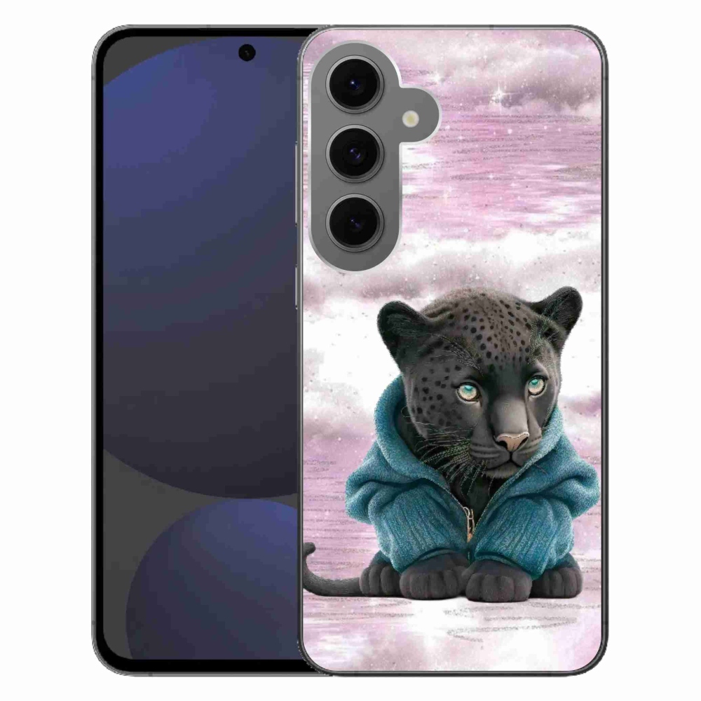 Gélový kryt mmCase na Samsung Galaxy S24 FE - čierny panter vo svetri