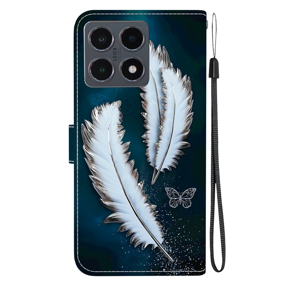 Versatile knižkové púzdro na Xiaomi 15T - biela pierka