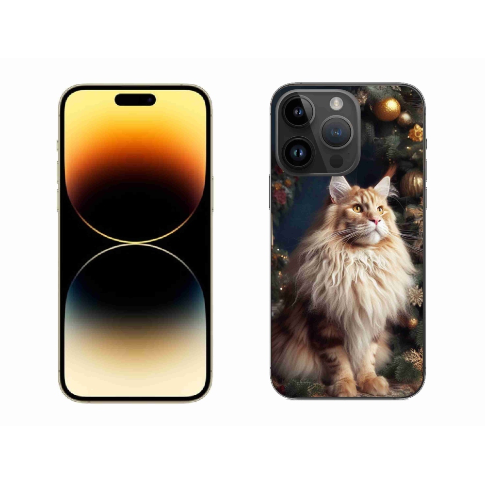 Gélový kryt mmCase na iPhone 14 Pro Max - mačka pri stromčeku